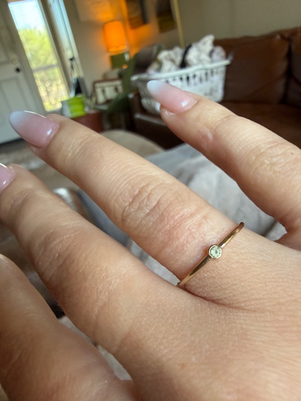 Solid yellow gold peridot ring Size 6 1/4 Solid 10k gold